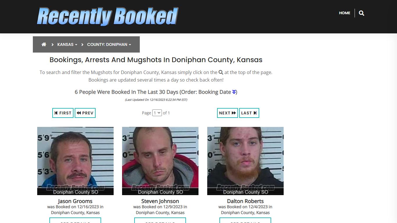Bookings, Arrests and Mugshots in Doniphan County, Kansas